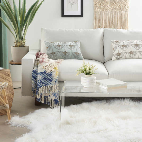 Mina Victory Sofia Beaded Flowers Celadon Indoor Throw Pillow - Clearance