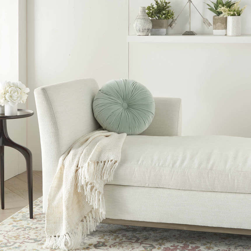 Mina Victory Sofia Ruched Velvet Celadon Indoor Throw Pillow
