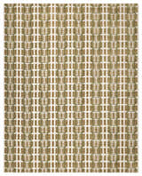 Close-up of the Nourison Nordic Multicolor rug, featuring a geometric square and line pattern in brown, green, and white.