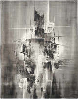 Twilight Grey Ivory Black Rug: Abstract, mid-century modern design with black, ivory, and grey tones.