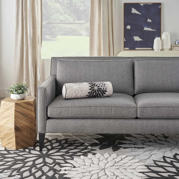 Mina Victory Aloha Indoor/Outdoor Black White Throw Pillow