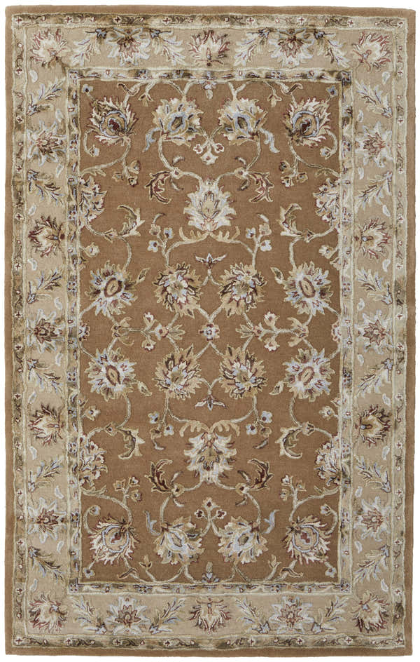 Detailed floral pattern of the Feizy Prescott Tan/Ivory area rug. Traditional botanical design. Design-Rectangle