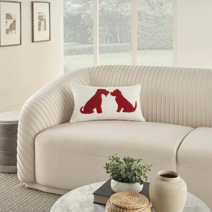 Mina Victory Pet Pillows & Access Sherpa Dog Silhouett Red Indoor Throw Pillow - Clearance