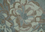 Beautiful Blue, Ivory and Olive Floral Design 8x10 Hand Tufted wool Rug