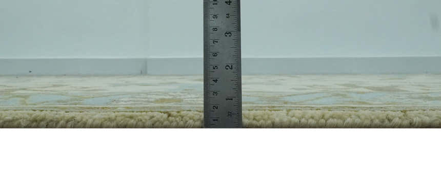 Beige and Aqua Hand Knotted 6x9 Traditional Oriental Oushak wool area rug