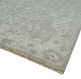 Beige and Silver Custom Made Antique Style Distressed Finished Low Pile wool Area Rug