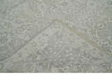Beige and Silver Custom Made Antique Style Distressed Finished Low Pile wool Area Rug