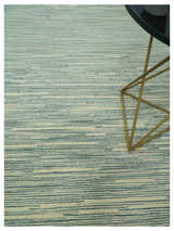 Beige and Teal Modern stripes Design Hand Tufted Multi Size wool area rug