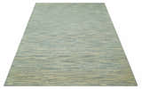 Beige and Teal Modern stripes Design Hand Tufted Multi Size wool area rug