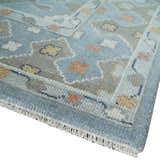 Beige, Blue and Ivory Hand Knotted Traditional Wool Area Rug