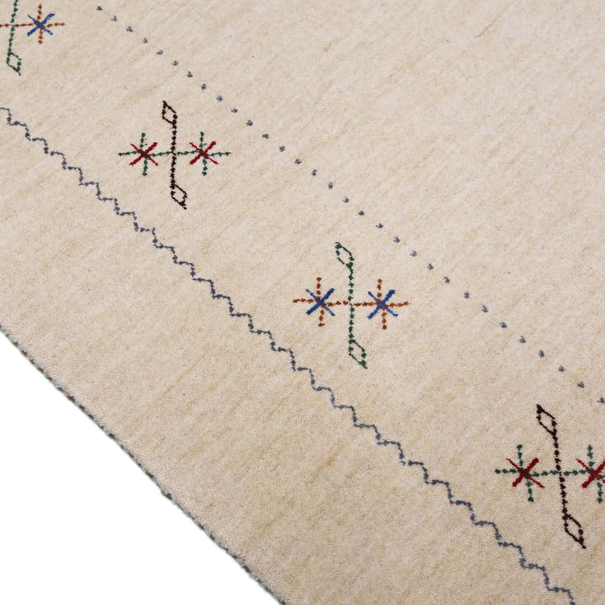 Beige Border Design Hand Loomed Wool Area Rug
