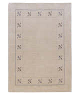 Beige Border Design Hand Loomed Wool Area Rug