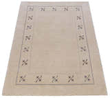Beige Border Design Hand Loomed Wool Area Rug