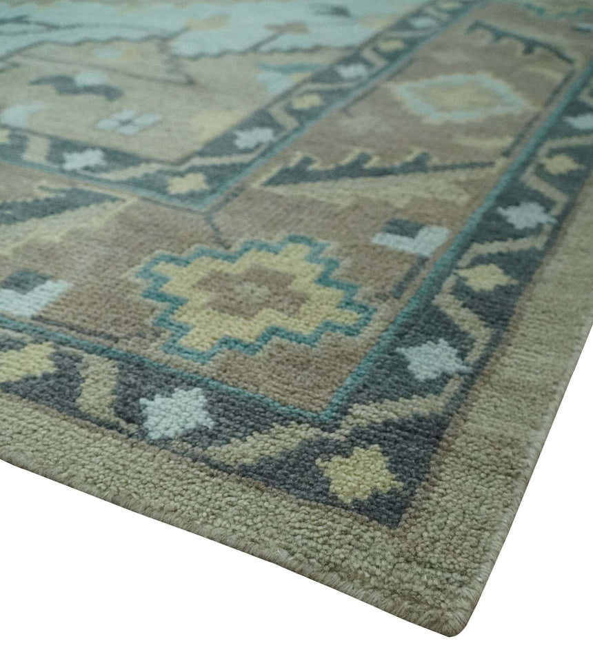 Beige, Brown and Silver Hand Knotted Traditional Multi size wool Area Rug
