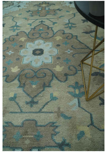 Beige, Brown and Silver Hand Knotted Traditional Multi size wool Area Rug