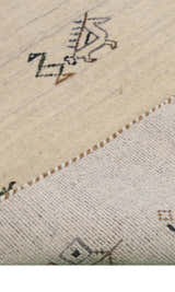 Beige Center Medallion Design Hand Loomed Wool Area Rug