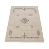 Beige Center Medallion Design Hand Loomed Wool Area Rug