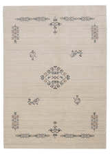 Beige Center Medallion Design Hand Loomed Wool Area Rug