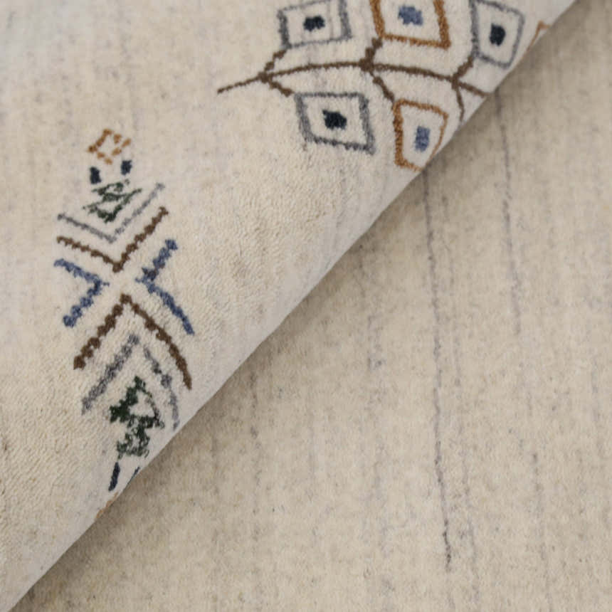 Beige Center Medallion Design Hand Loomed Wool Area Rug