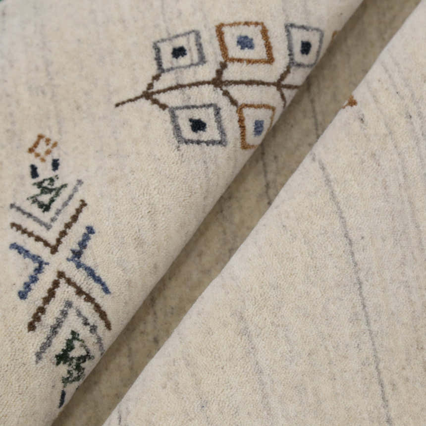Beige Center Medallion Design Hand Loomed Wool Area Rug