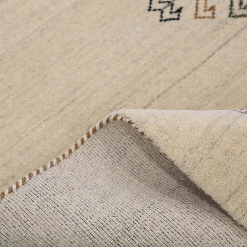 Beige Center Medallion Design Hand Loomed Wool Area Rug