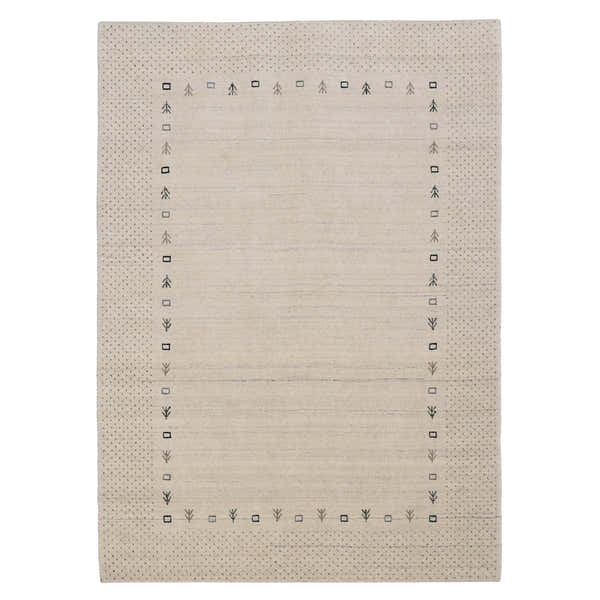 Beige Contemporary Gabbeh Border Design Hand Loomed Wool Rug