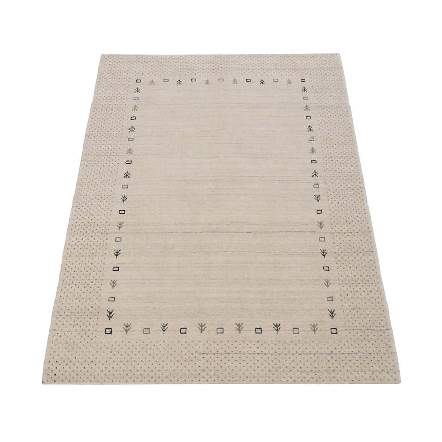 Beige Contemporary Gabbeh Border Design Hand Loomed Wool Rug