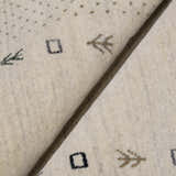 Beige Contemporary Gabbeh Border Design Hand Loomed Wool Rug