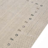 Beige Contemporary Gabbeh Border Design Hand Loomed Wool Rug