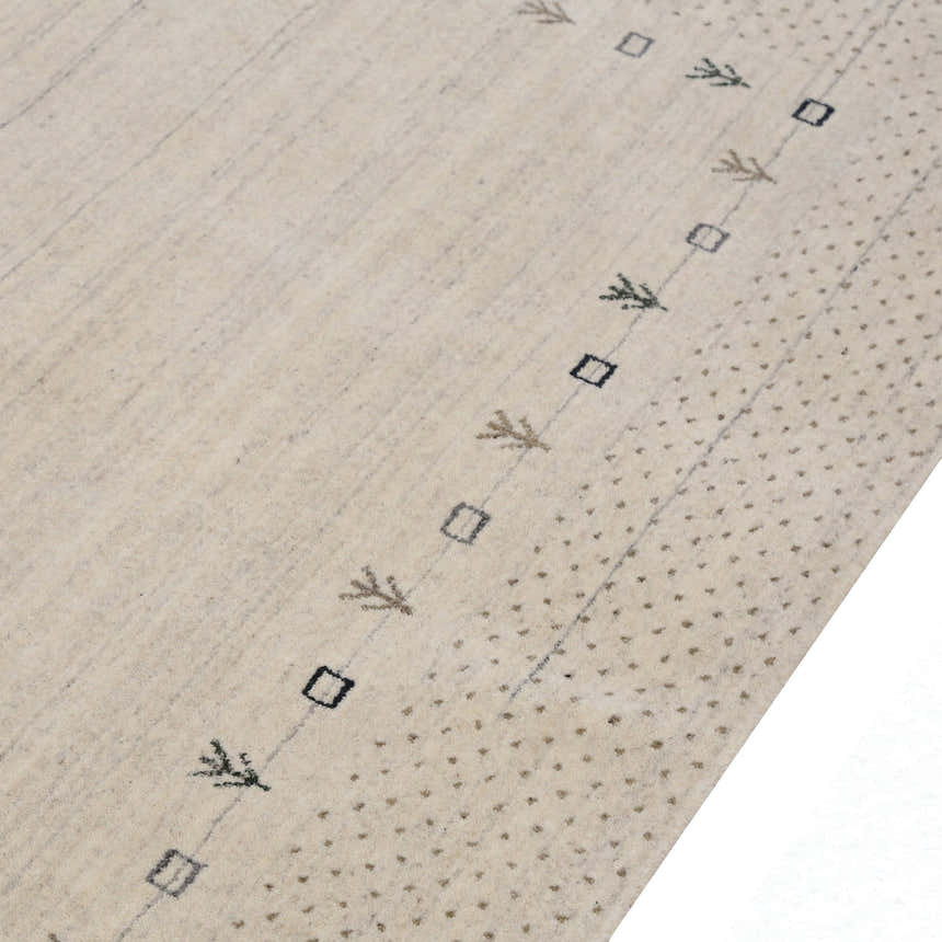 Beige Contemporary Gabbeh Border Design Hand Loomed Wool Rug