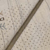 Beige Contemporary Solid Border Design Hand Loomed Wool Area Rug