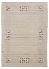 Beige Contemporary Solid Border Design Hand Loomed Wool Area Rug
