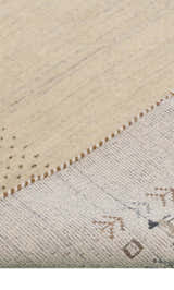Beige Contemporary Solid Border Design Hand Loomed Wool Area Rug
