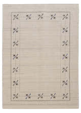 Beige Gabbeh Border Design Hand Loomed Wool Area Rug