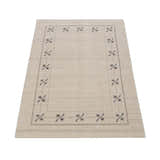 Beige Gabbeh Border Design Hand Loomed Wool Area Rug
