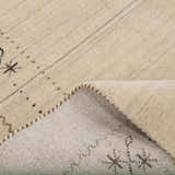 Beige Gabbeh Border Design Hand Loomed Wool Area Rug