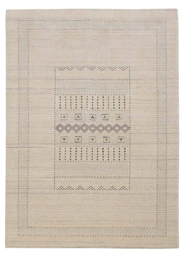 Beige Gabbeh Design Hand Loomed Wool Area Rug