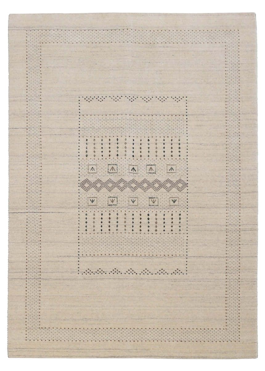 Beige Gabbeh Design Hand Loomed Wool Area Rug