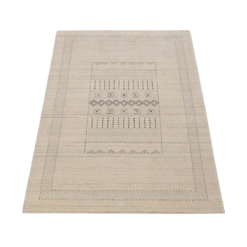 Beige Gabbeh Design Hand Loomed Wool Area Rug