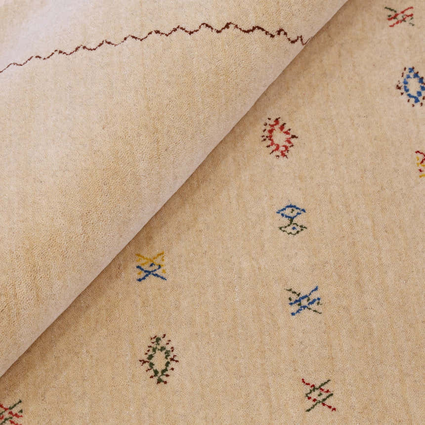 Beige Modern Design Hand Loomed Wool Area Rug