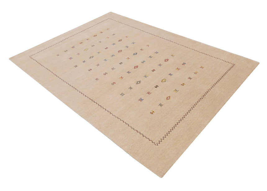 Beige Modern Design Hand Loomed Wool Area Rug