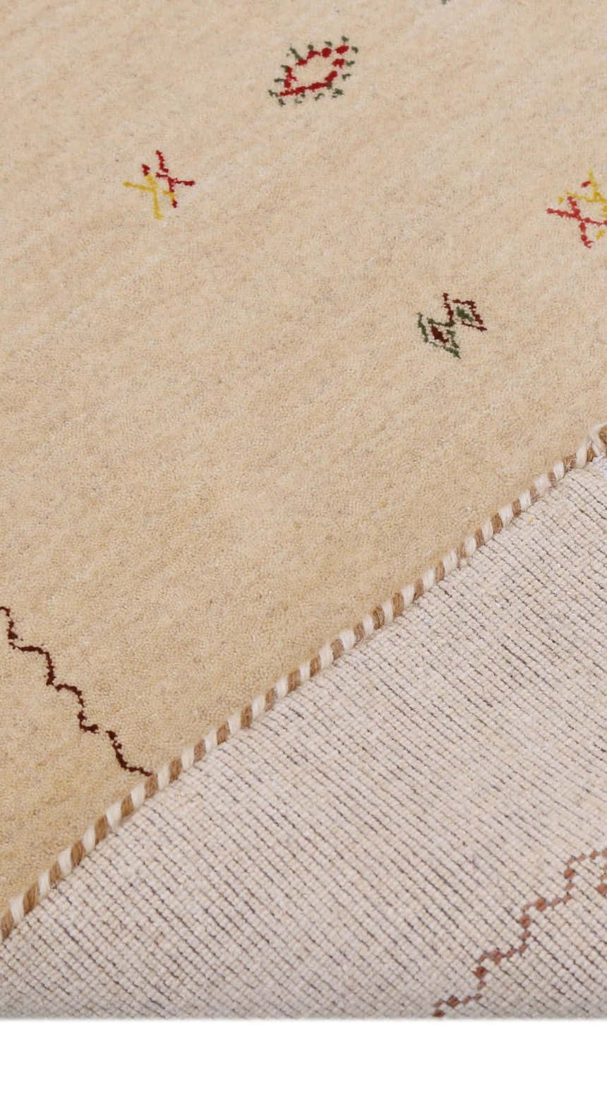 Beige Modern Design Hand Loomed Wool Area Rug