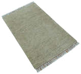 Beige Modern Solid Design Hand Knotted Wool Area Rug