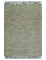 Beige Modern Solid Design Hand Knotted Wool Area Rug