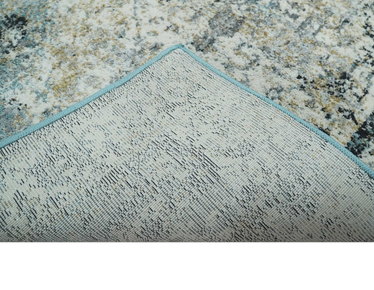 Beige, Olive and Gray and Black Antique Finish Vintage Art Silk Area Rug