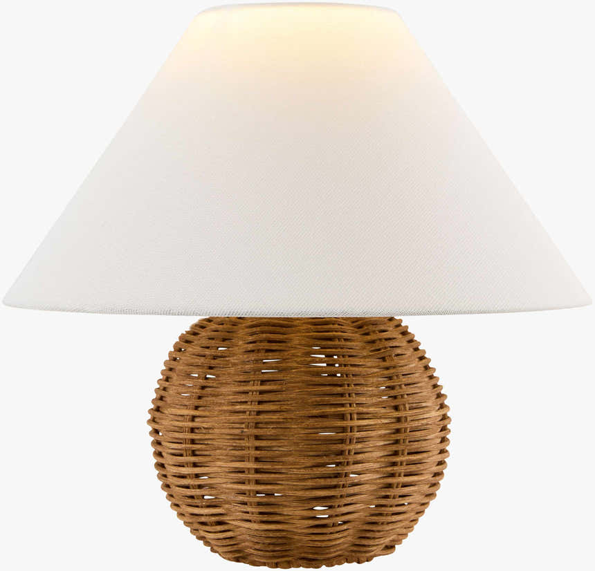 Orange Contemporary Table Lamp with rattan details for bedside or console tables
