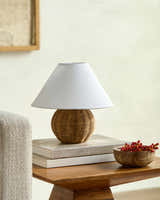 Orange Contemporary Table Lamp with rattan details for bedside or console tables