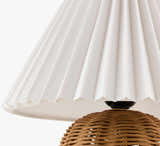 Soft Orange Traditional Table Lamp with rattan details for bedside or console tables
