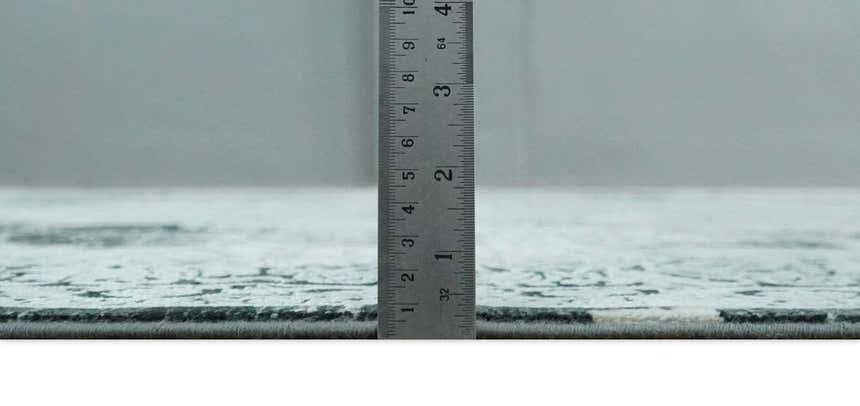 Black, Beige and Silver Antique Finish, Vintage look, Art Silk Area Rug, Living Room Rug