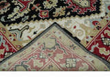 Black, Ivory, Olive and Brown Hand knotted Traditional Heriz Medallion Multi Size Wool Area Rug